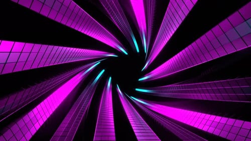 Cyan And Pink Neon Cyberpunk Spiral Tunnel Background Vj Loop In 4K
