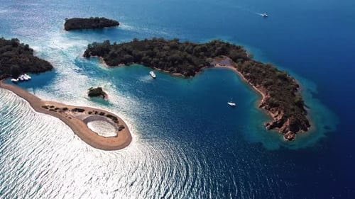 Scenic Island Paradise Aerial View on a Sunny Day