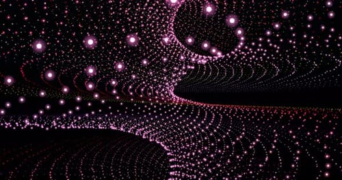 Abstract Pink Glowing Particle Waves Loop Background