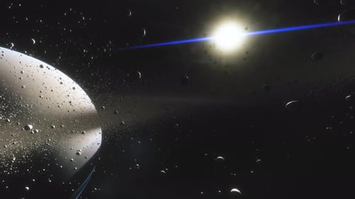 Cinematic Animation of Saturn's Rings Made of Rocks Dust and Ice
