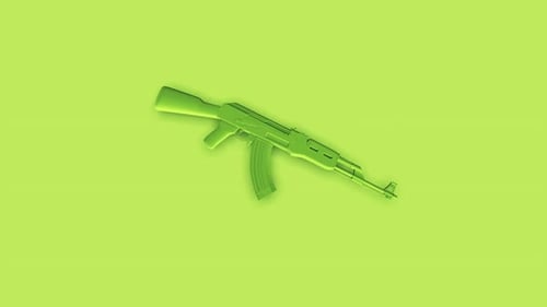 Rotating Green AK-47 Assault Rifle 3D Animation