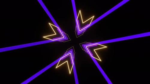 Purple And Yellow Neon Arrows Rotated Background Vj Loop In 4K