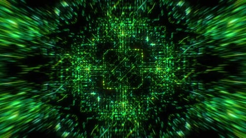Futuristic Digital Data Tunnel Animation Background
