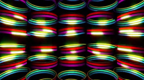 Vibrant Neon Rings Seamless Loop Abstract Motion Background