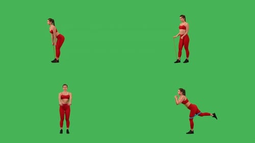 Multiscreen of Woman Make Different Exercises