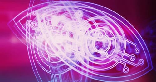 Cyber eye espionage big brother and hacking symbol rotating loop concept