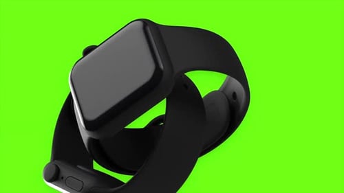 Sleek Black Smartwatch on Green Background
