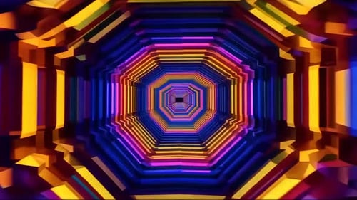 Regenbogenglühende achteckige Neon-Tunnelschleife
