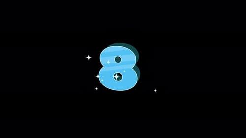 Bright 3D Cartoon Countdown Number 8