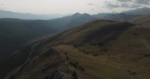 Aerial view of Calascio mountains, Italy.