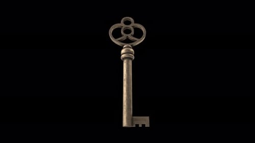 Antique Ornate Key Rotating 3D Animation