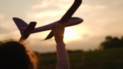 silhouette, plane, play, game, playing ready, airplane, run, sky, summer, concept, clouds, sunset, t