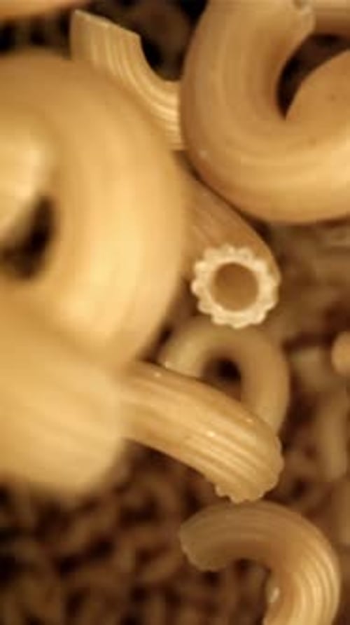 Dry Pasta Flies Down Filmed on a Highspeed Camera at 1000 Fps