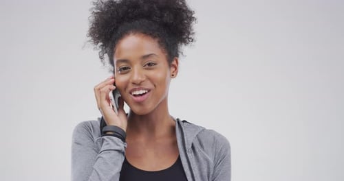 Happy Woman Talking on Cell Phone Smiling