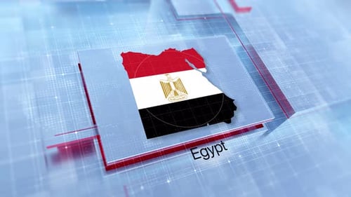 Egypt Map and Flag Digital Display Animation
