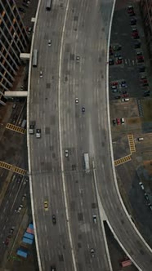 Aerial View of New York Downtown Building Roofs