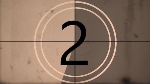 Vintage Film Countdown Leader with Retro Style and Film Grain