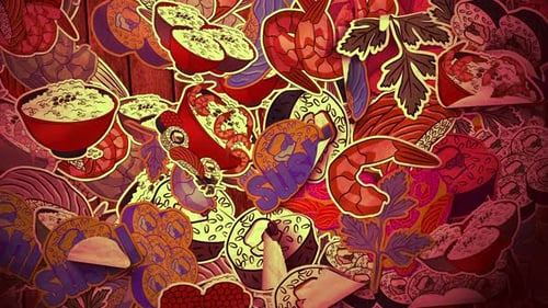 Animated Decorative Food Illustrations Background