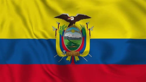 Ecuador National Flag Waving in Wind with Realistic Fabric Motion