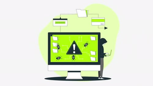 information security, hacker using a computer, computer virus animation 4k