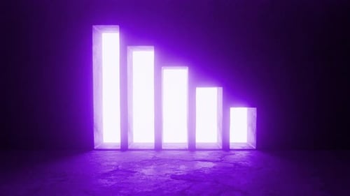 Bright purple doors decreasing showing mystery path