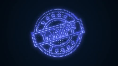 Neon Blue Tariff Sign Borders Outline Loop Background
