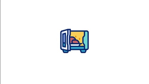 Flat Design Animated Microwave Oven Icon