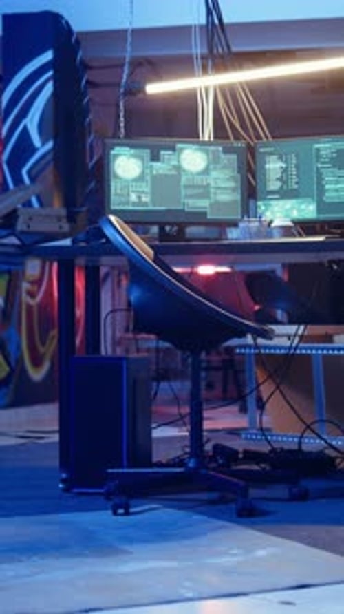 Dark Room with Multiple Computer Screens