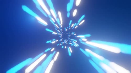 Seamless camera movement through a fast tunnel with glowing lines.