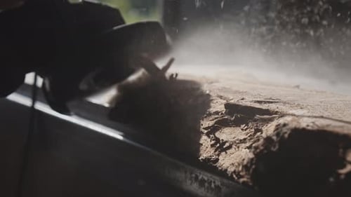 Hand Sands Wood with Power Tool