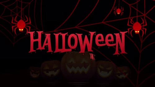 Halloween Title Reveal with Spiders, Webs and Jack-o'-lanterns