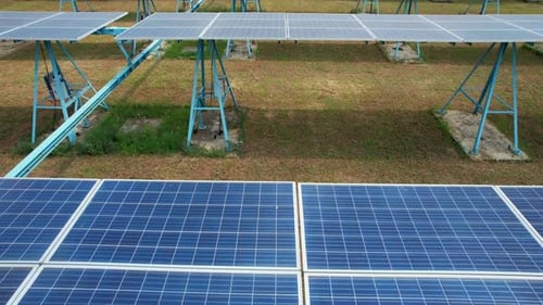 Solar Panels in Solar Power Station at Solar Cell Farm Green Energy From Sun