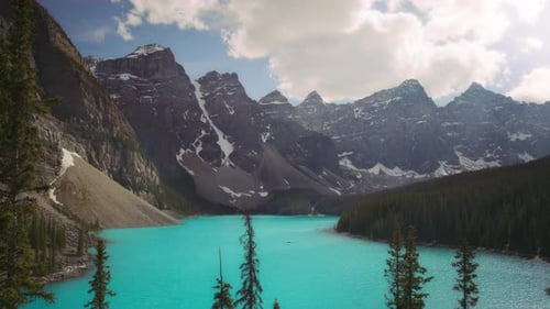 Summer timelapse of beautiful Moraine Lake in Banff National Park