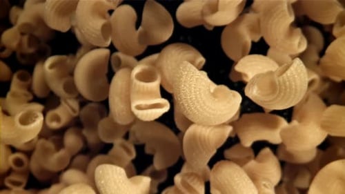 The Dry Pasta Flies Up and Falls Down Filmed on a Highspeed Camera at 1000 Fps
