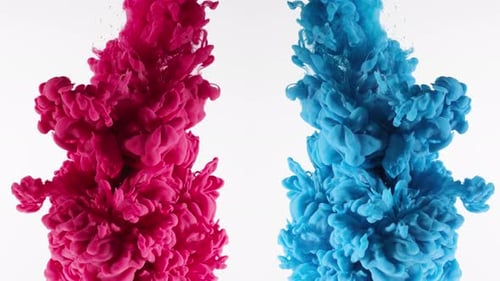 Vibrant Red and Blue Ink Flowing Abstract Background Animation