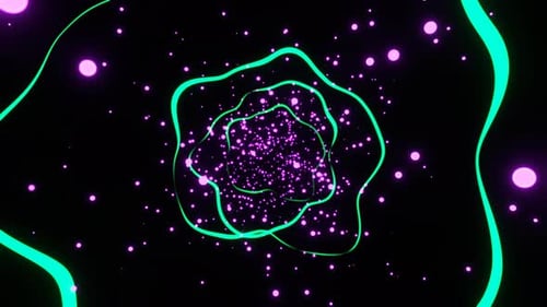 Purple And Turquoise Astract Flying Glowing Balls Background Vj Loop In 4K