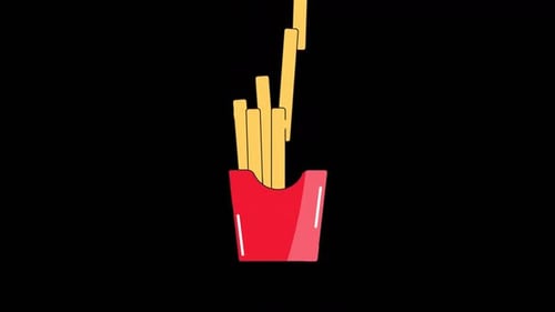 Flat Design French Fries Filling Container Animation