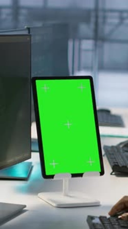 Vertical Video Programmers Using Isolated Screen Tablet in Server Room
