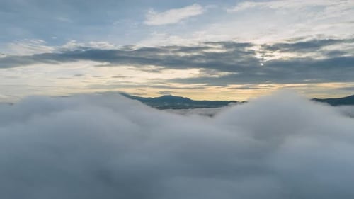 Beautiful aerial view of the valley landscape in the morning.