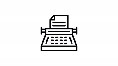 Schreibmaschine — Animiertes Liniensymbol — Alphakanal — 4K