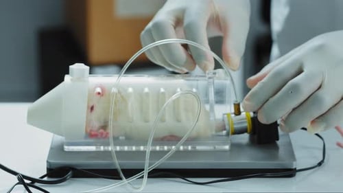 Rodent Medical Research Experiment in Laboratory Close Up