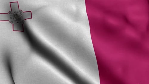 Malta National Flag Waving in the Wind
