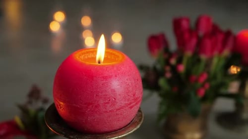 Round Red Candle