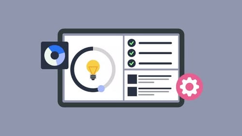 Digital dashboard displaying charts and lists.