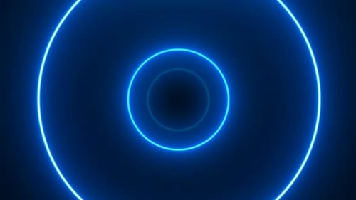 Neon Circle Blue Tunnel Background