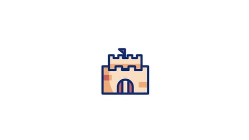 Animated Flat Design Sandcastle Icon Reveal