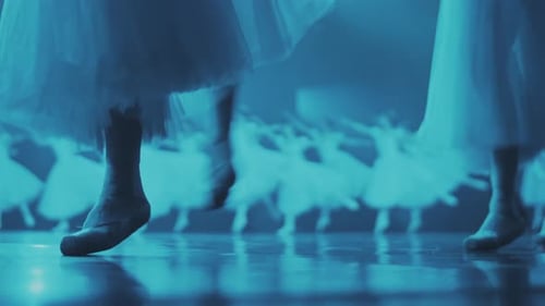 Elegant Ballerinas Dance En Pointe on Stage