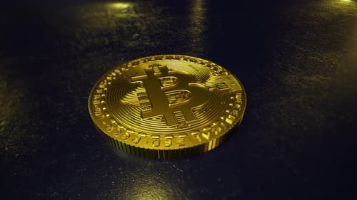 Animated Golden Bitcoin Cryptocurrency Coin Rotating Loop