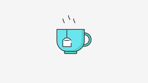 Animated Flat Design Tea Cup with Steaming Hot Beverage