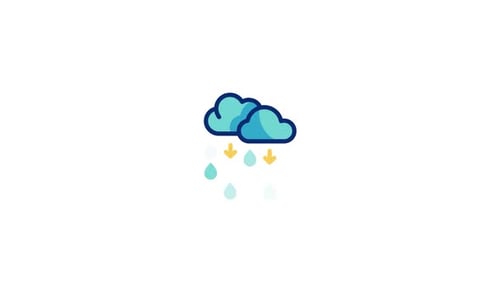 Flat Design Rain Weather Forecast Icon Animation